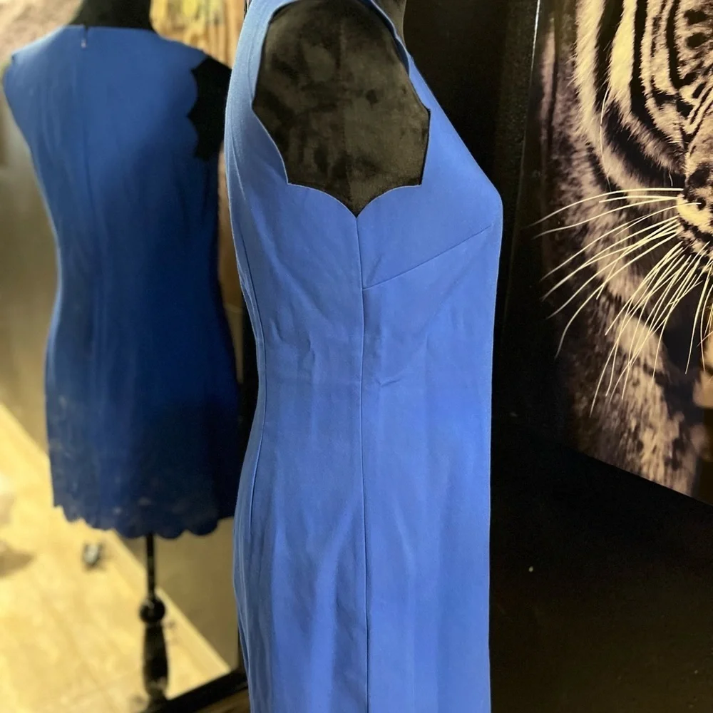 💙💙 LIKE NEW- J.Crew Blue Scalloped Edge shift Dress SZ 2💙💙 - Picture 8 of 9